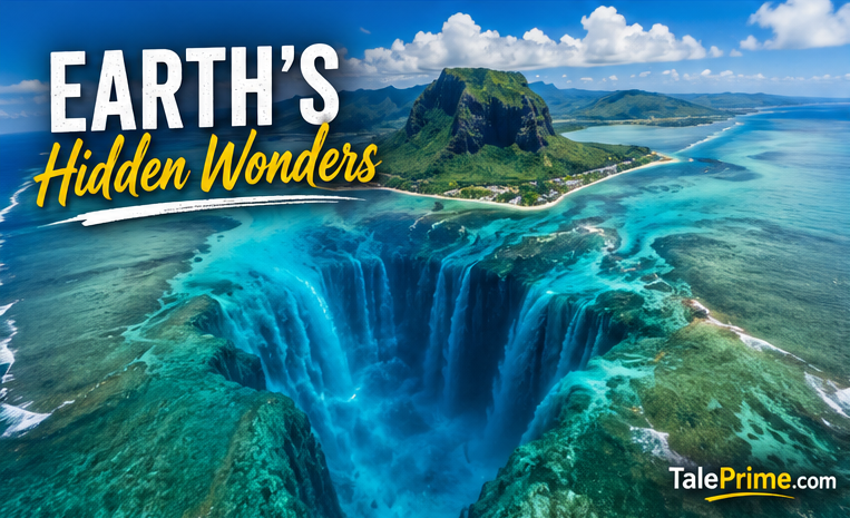 Underwater waterfall illusion near Mauritius